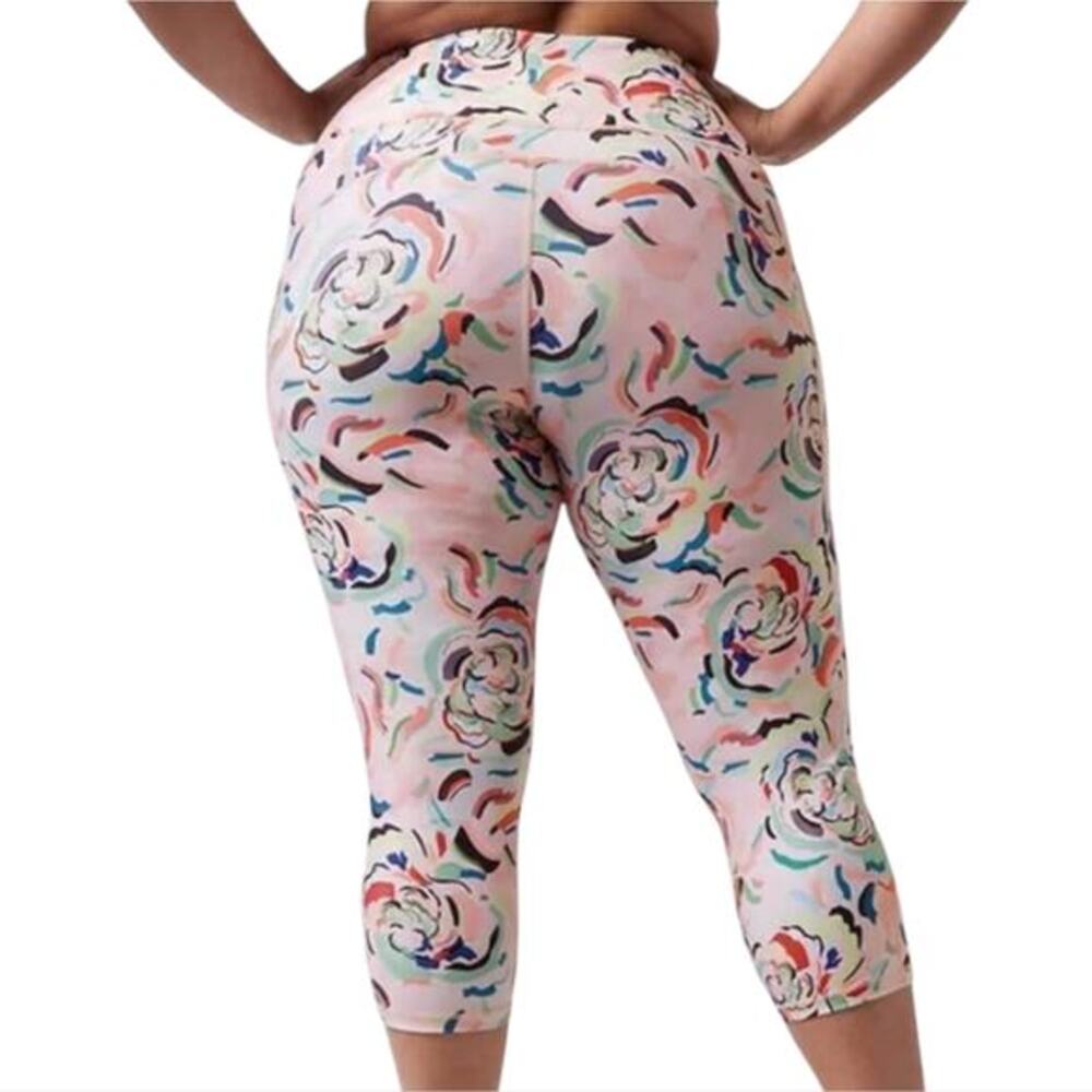 Athleta Women's Ultimate Stash II Capri color Elegance Floral Orchid Plus 3X New - Picture 2 of 16